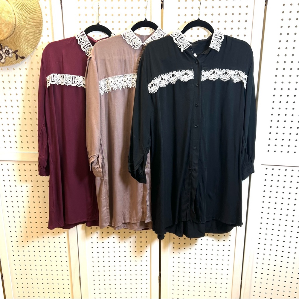 Elegant Lace Trim Women Tops - 
Black, Light Mauve and Maroon
